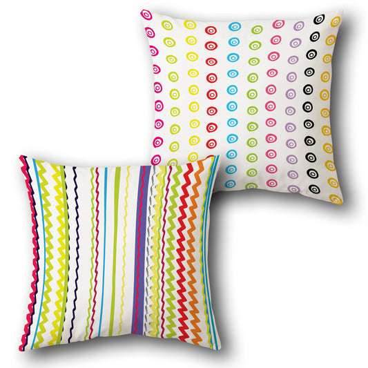 "Colorful Zigzag & Polka Dot " Design Cushion Single (Front & Back)