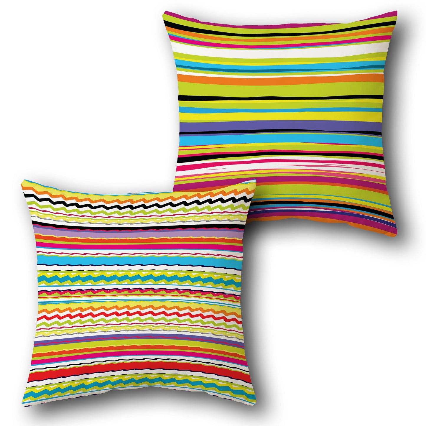Multicolor Vibrant Stripes Decorative  Design Cushion Single (Front & Back)