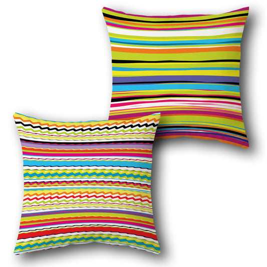 Multicolor Vibrant Stripes Decorative  Design Cushion Single (Front & Back)