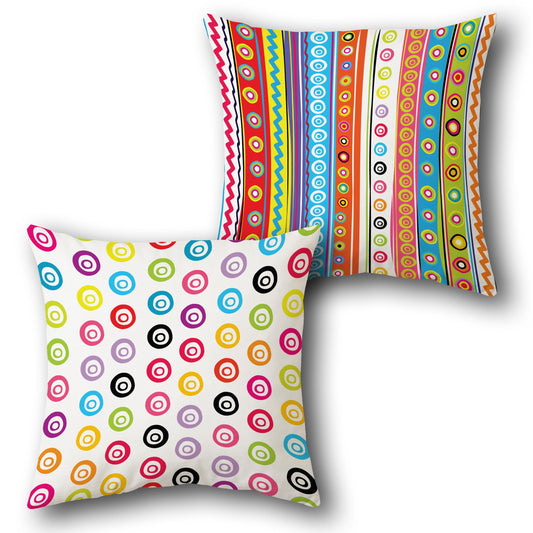Multicolor Playful Patterns Decorative  Design Cushion Single (Front & Back)