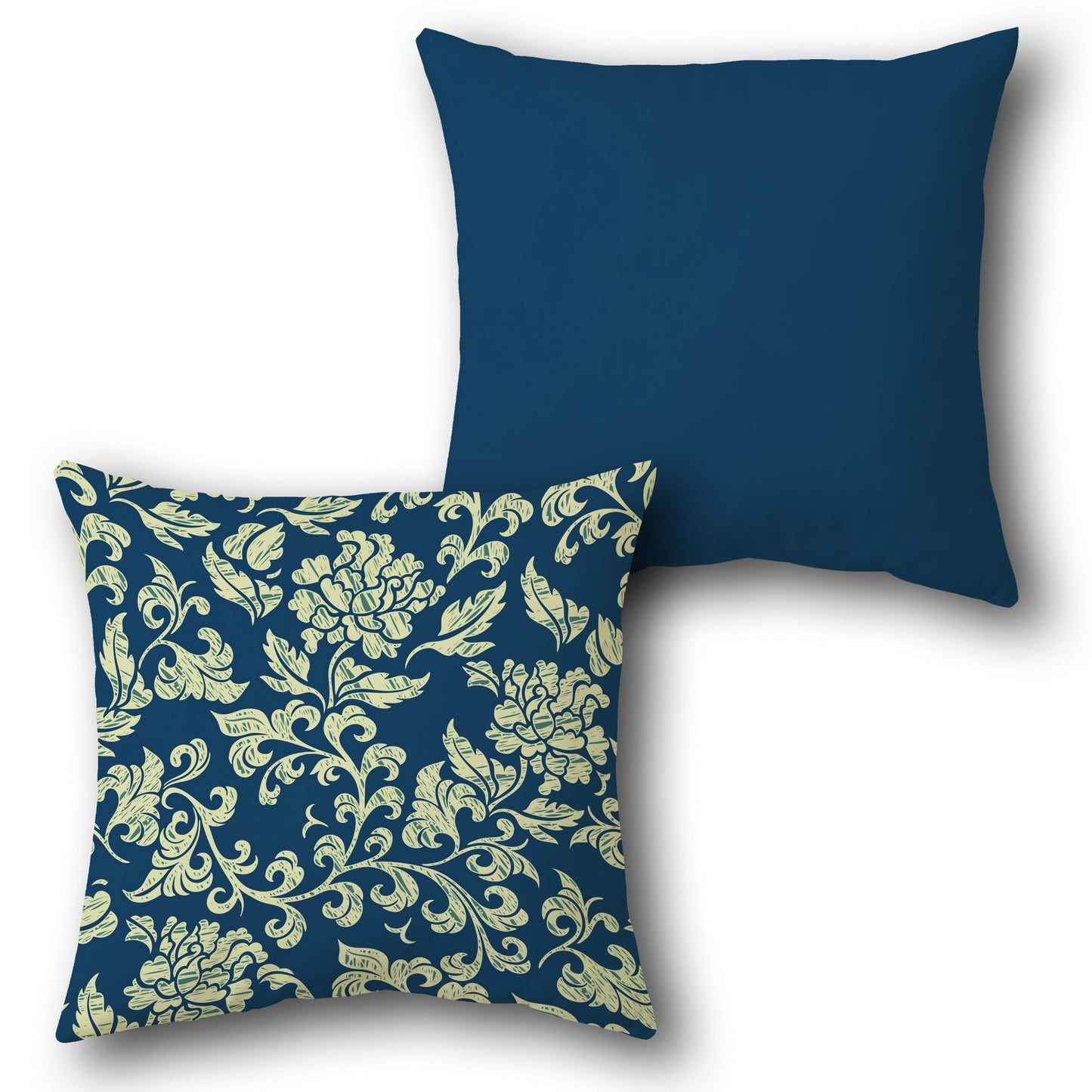 Navy Floral Decorative  Design Cushion Single (Front & Back)