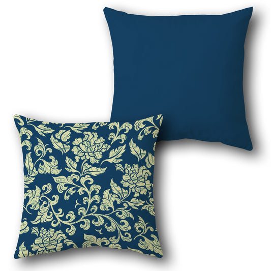 Navy Floral Decorative  Design Cushion Single (Front & Back)