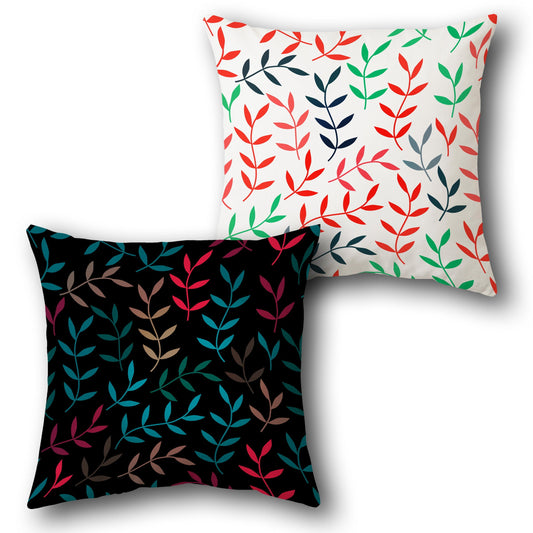 Vibrant Leaf Pattern Throw  Design Cushion Single (Front & Back)