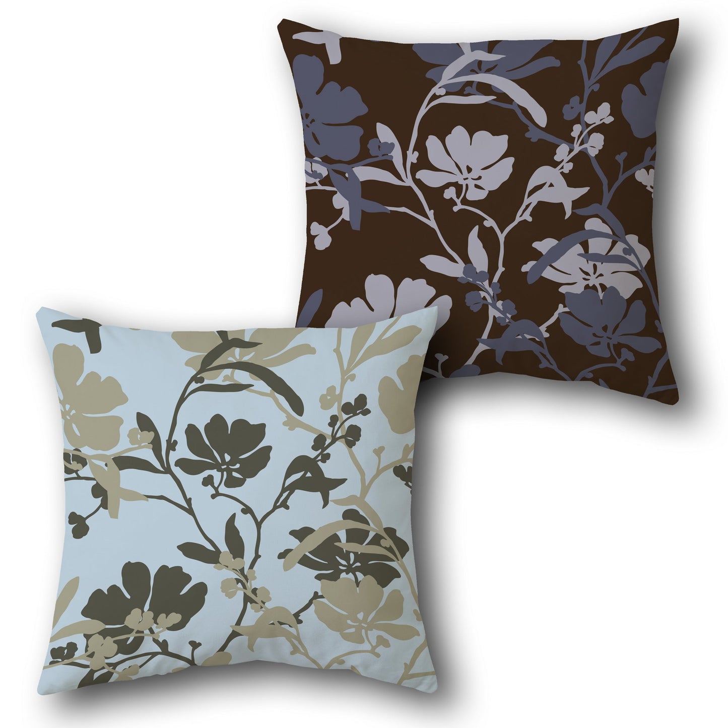 Muted Botanical Silhouette Throw  – Earth & Sky Tones Design Cushion Single (Front & Back)