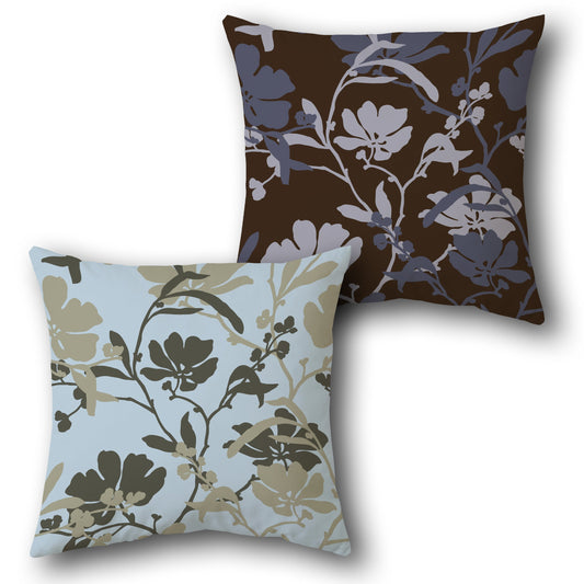 Muted Botanical Silhouette Throw  – Earth & Sky Tones Design Cushion Single (Front & Back)