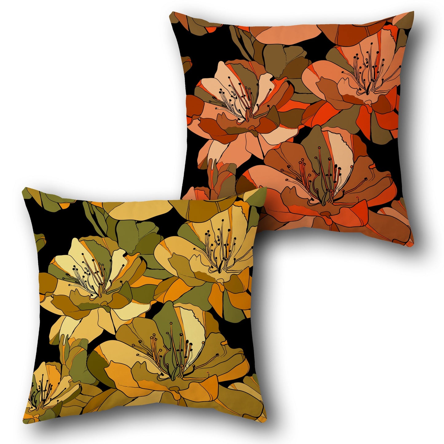 Earthy Floral Bloom Single Cushion (Front & Back)