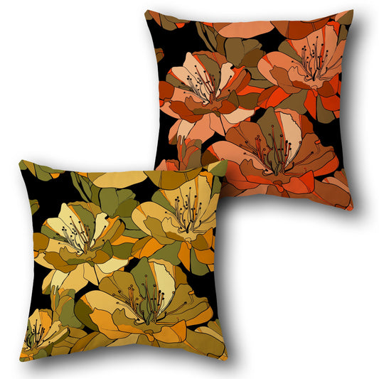 Earthy Floral Bloom Single Cushion (Front & Back)