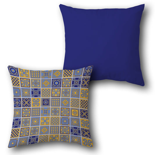 Mosaic Navy Patchwork Cushion (Front & Back)