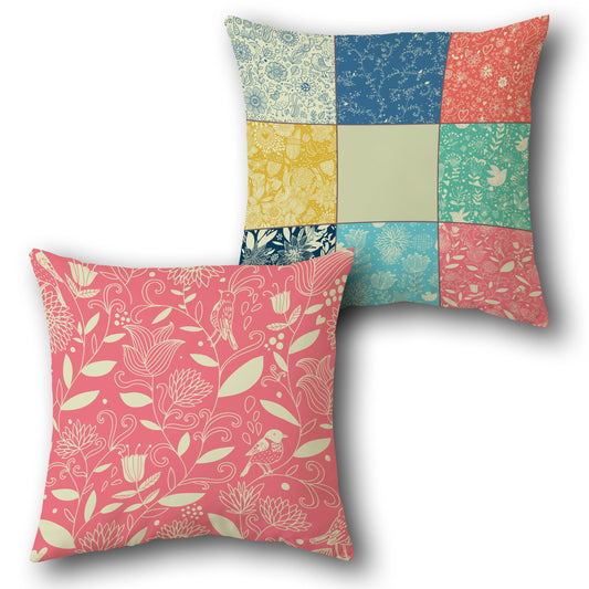 Patchwork Floral Cushion (Front & Back)