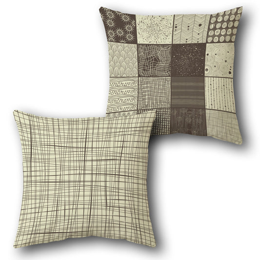 Patchwork Earthy Abstract Cushion (Front & Back)