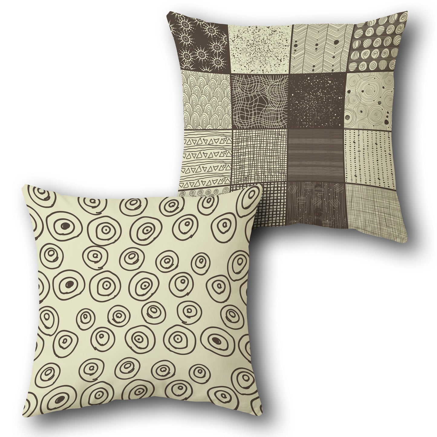 Patchwork Beige Circles Cushion (Front & Back)