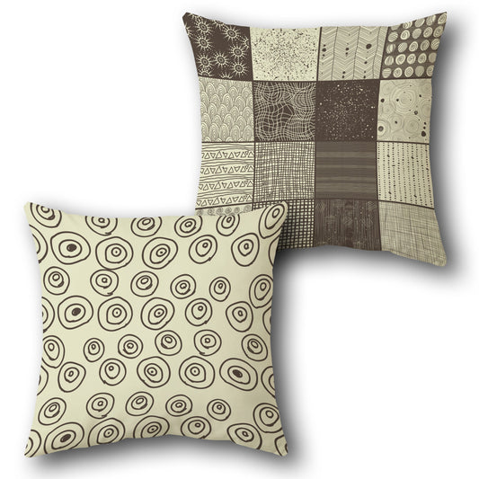 Patchwork Beige Circles Cushion (Front & Back)