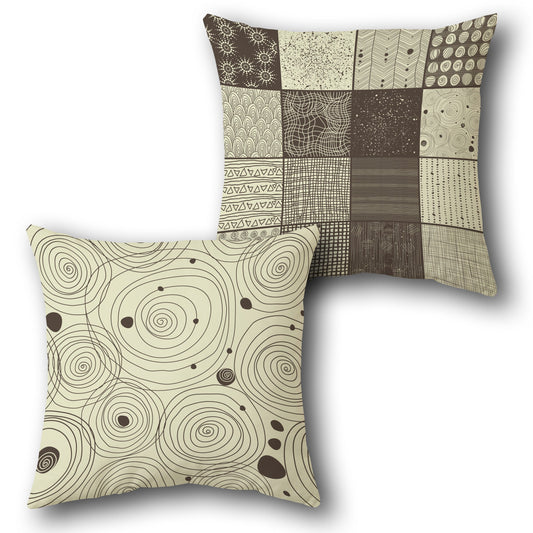 Beige Mosaic Swirl Single Cushion (Front & Back)