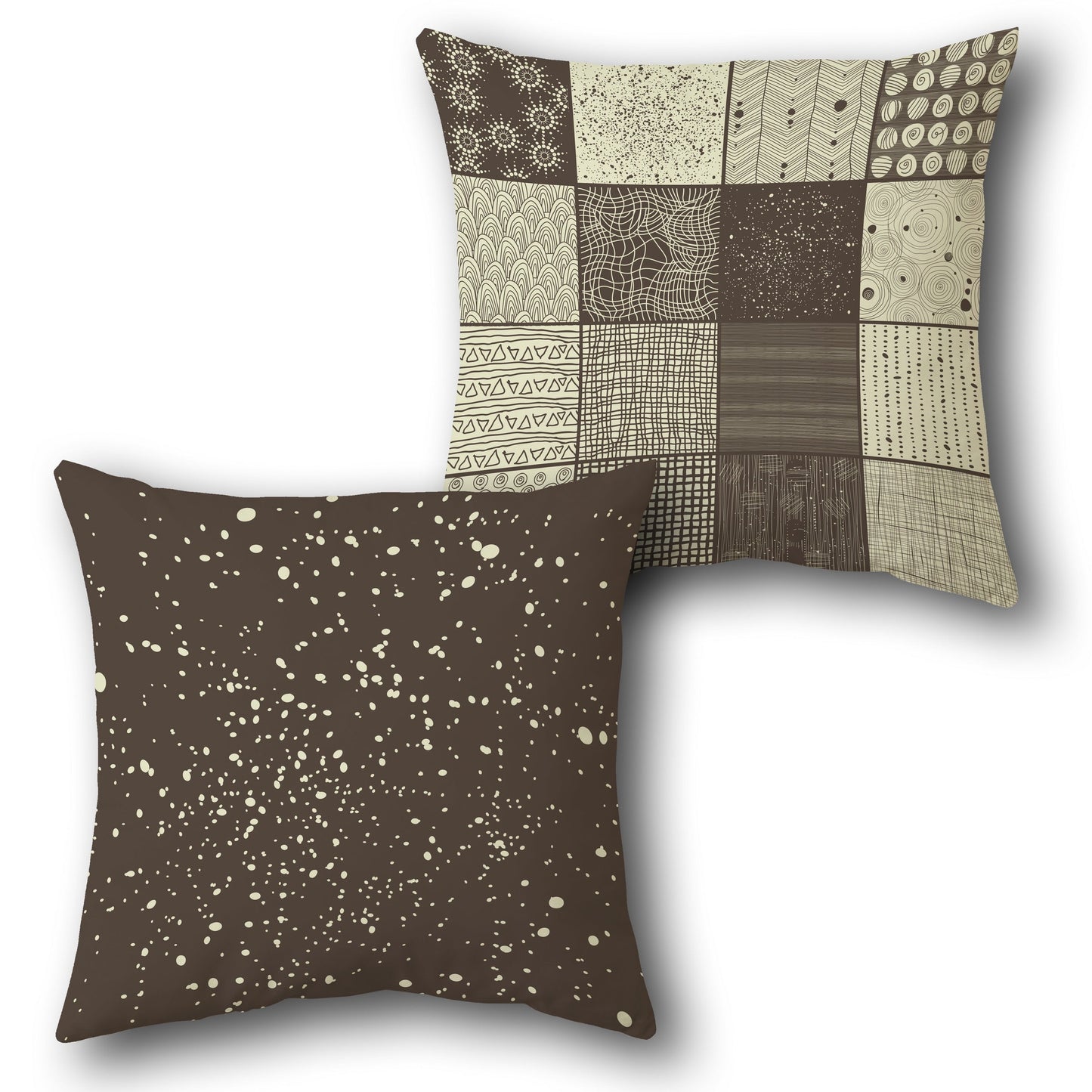 "Beige-Brown Mosaic Galaxy Cushion (Front & Back)