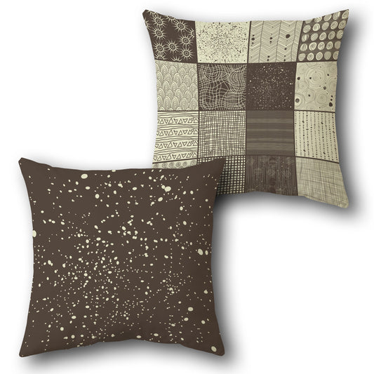 "Beige-Brown Mosaic Galaxy Cushion (Front & Back)