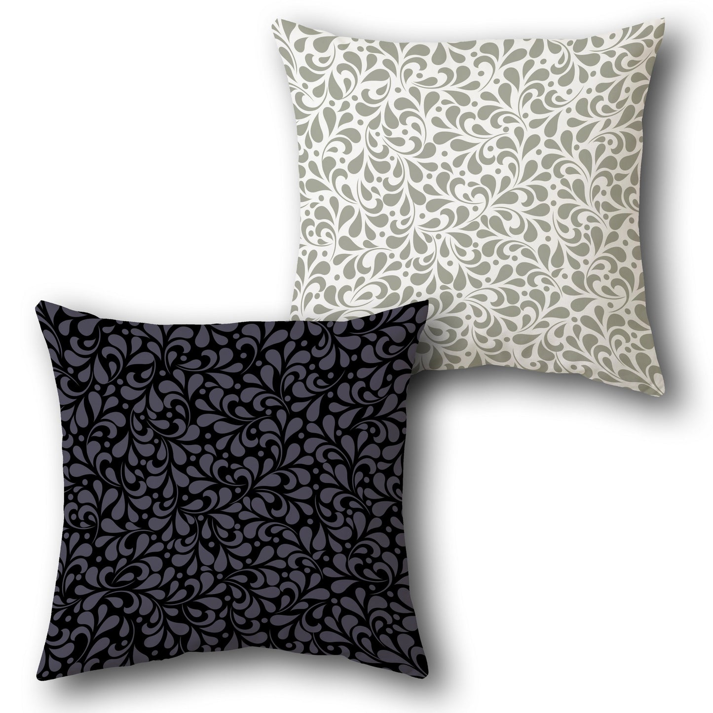 "Black-White Teardrop Swirl Cushion (Front & Back)"