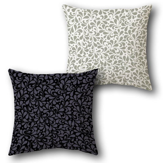 "Black-White Teardrop Swirl Cushion (Front & Back)"