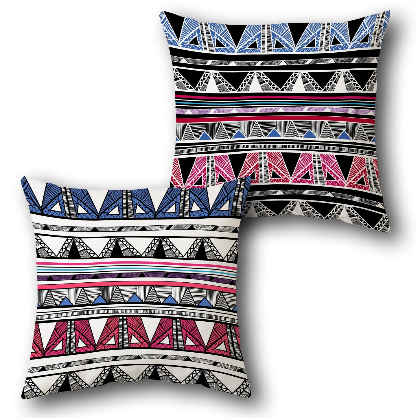 "Black-White Tribal Geometric Cushion (Front & Back)"