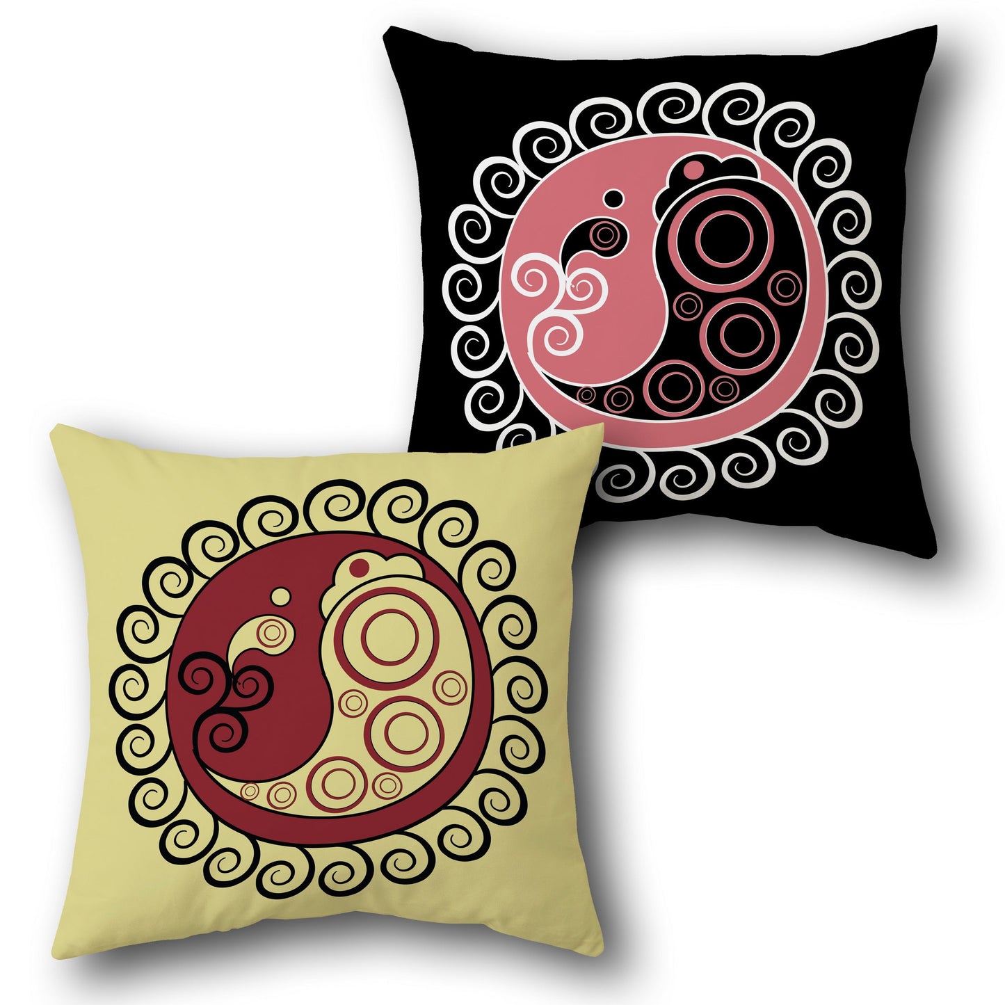 Yin-Yang Swirl Cushion Single (Front & Back)