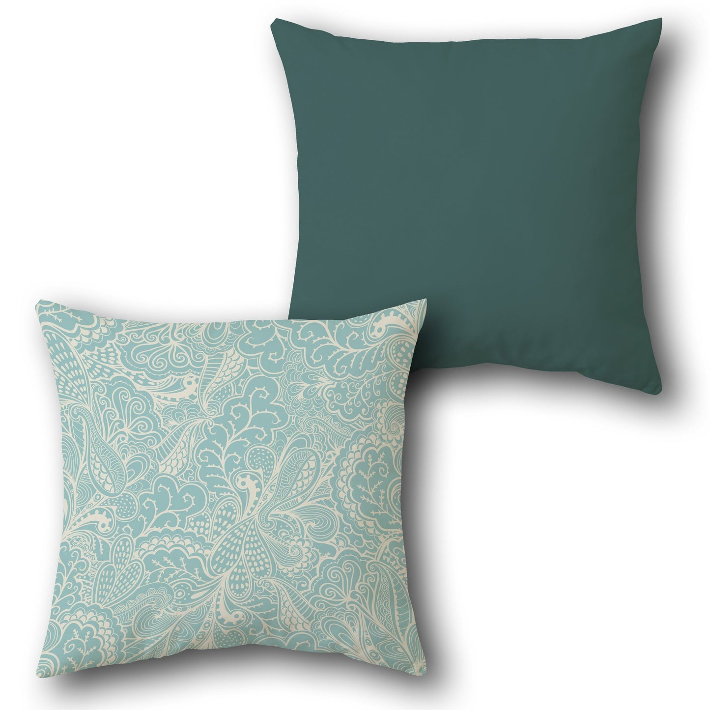 Paisley Teal Single-Sided Cushion (Front & Back)