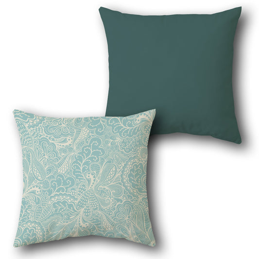 Paisley Teal Single-Sided Cushion (Front & Back)