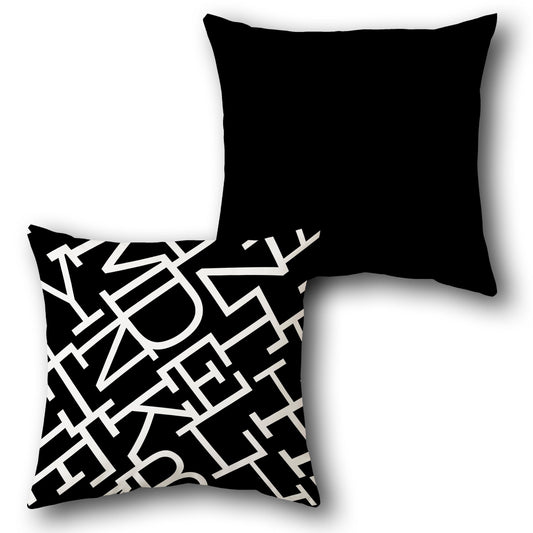 Bold Typography Black Single-Sided Cushion (Front & Back)
