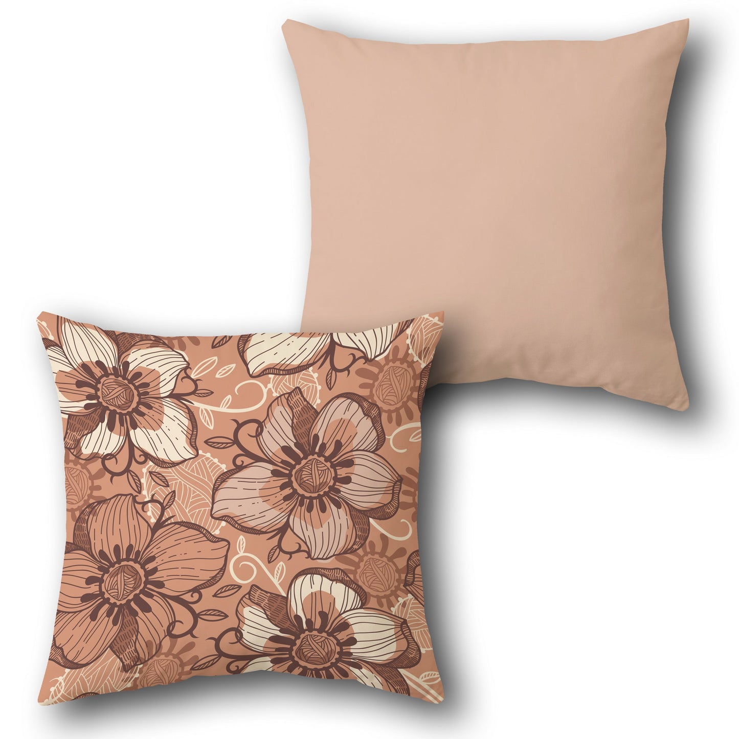 Floral Earthy Peach Single-Sided Cushion (Front & Back)