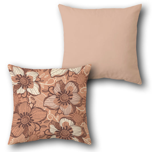 Floral Earthy Peach Single-Sided Cushion (Front & Back)