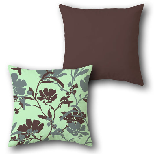 Floral Mint and Maroon Single-Sided Cushion (Front & Back)