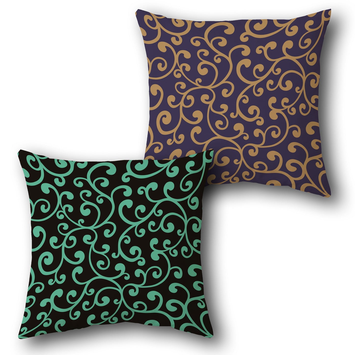 Swirl Pattern Teal and Purple Double-Sided Cushion