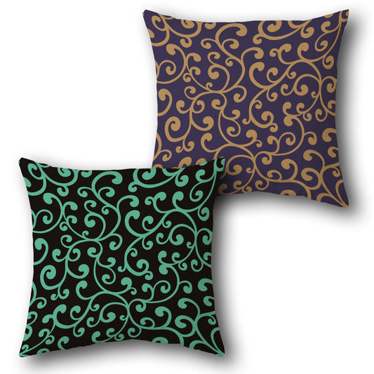Swirl Pattern Teal and Purple Double-Sided Cushion