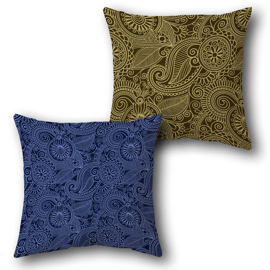 Paisley Navy and Brown Double-Sided Cushion