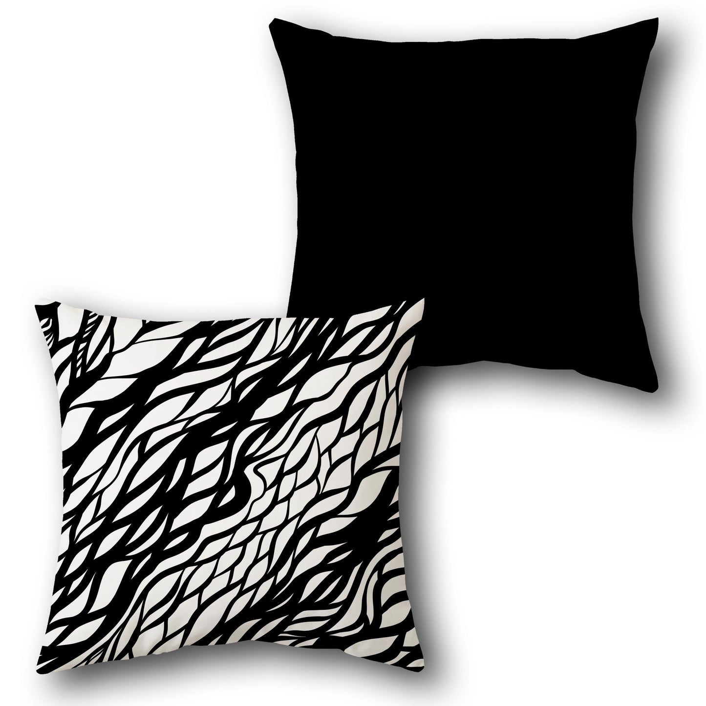 Abstract Wave Black Single-Sided Cushion (Front & Back)