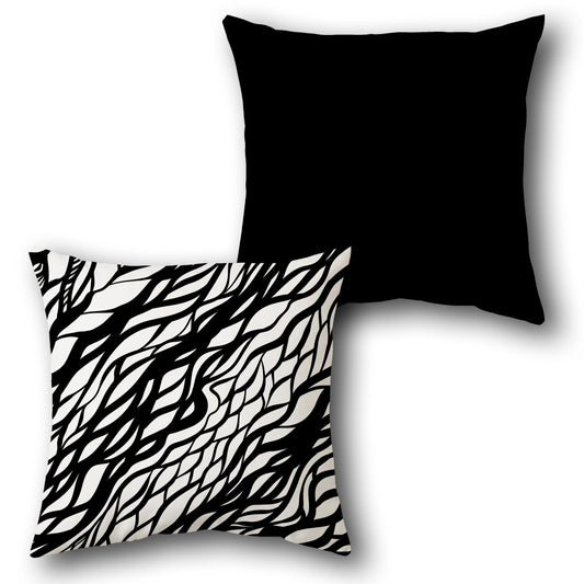 Abstract Wave Black Single-Sided Cushion (Front & Back)