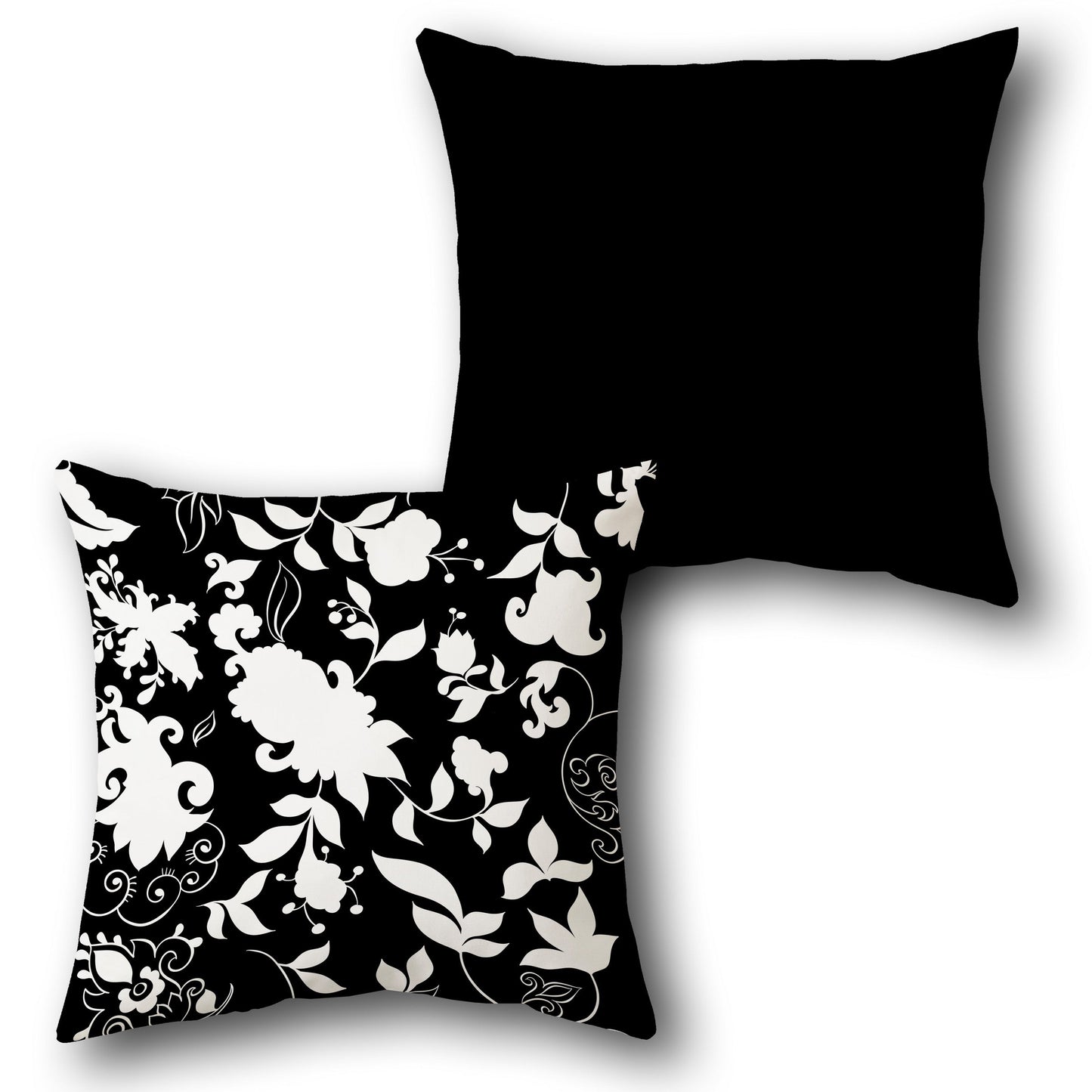 Floral Black Single-Sided Cushion (Front & Back)
