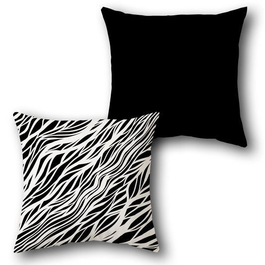 Zebra Wave Black Single-Sided Cushion (Front & Back)