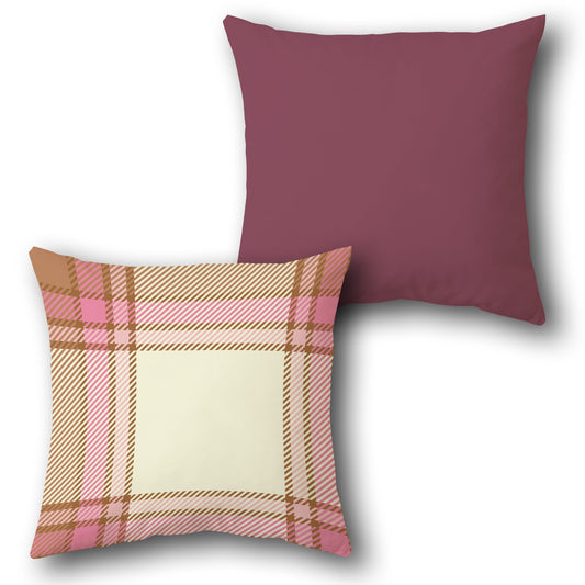 Plush Plaid Harmony Cushion (Front & Back)