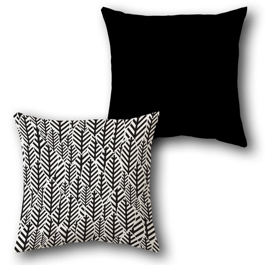 Leafy Chevron Pattern Cushion (Front & Back)