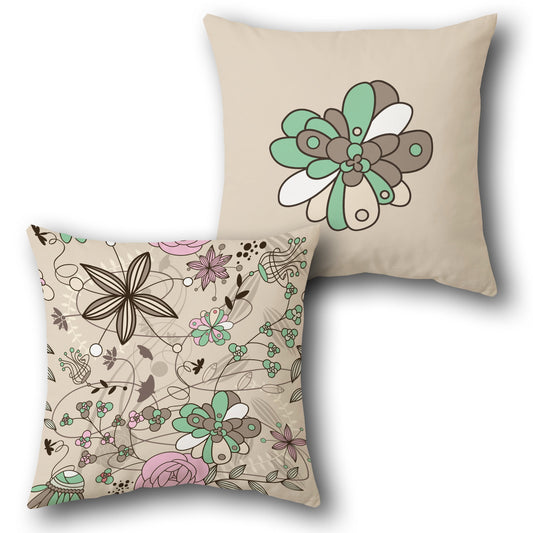 Whimsical Floral Cushion Single (Front & Back)