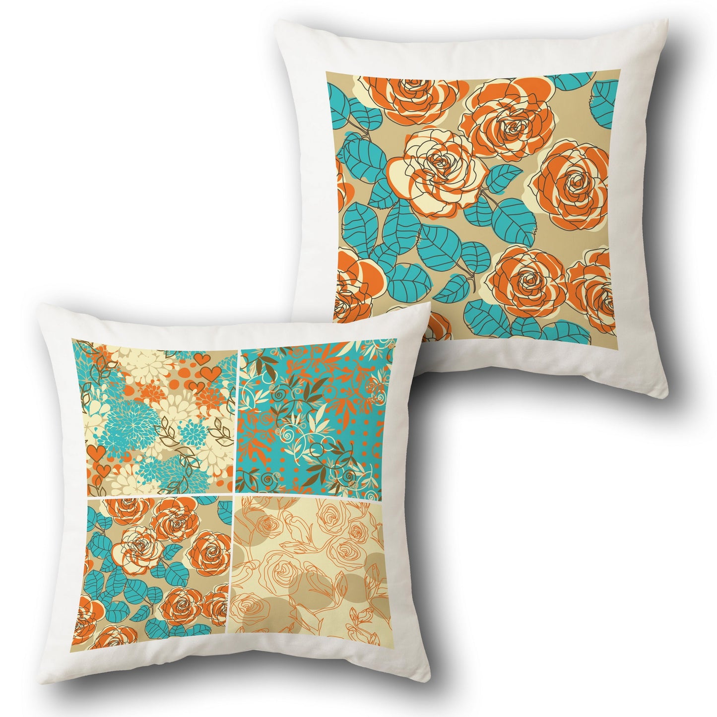 Vintage Rose Patchwork Cushion (Front & Back)