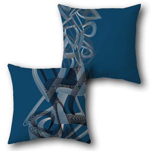 Abstract Wave Blue Cushion (Front & Back)