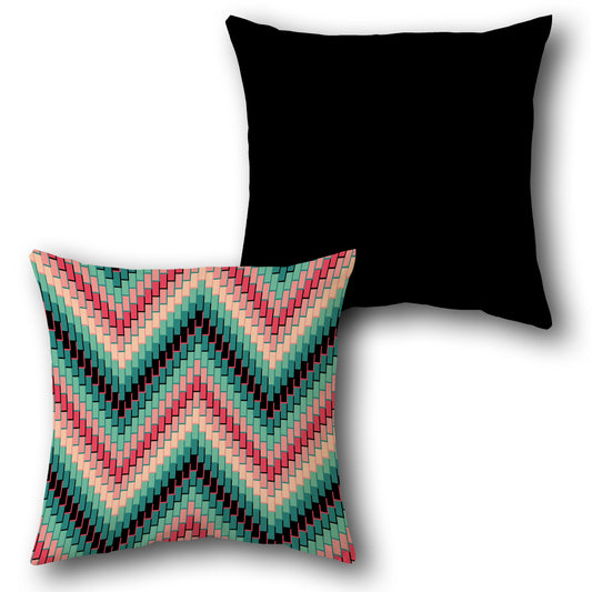 Pink Teal Zigzag Cushion (Front & Back)