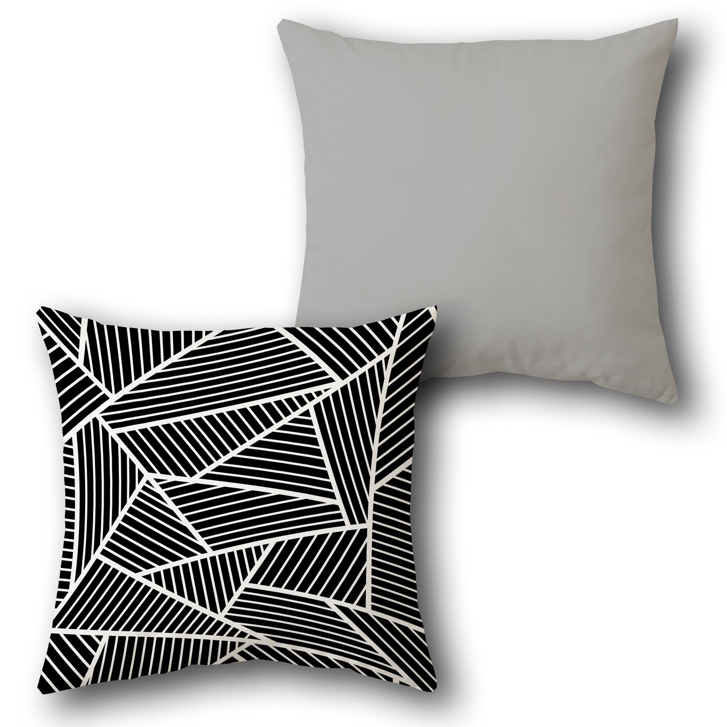 Black White Striped Geometric Cushion (Front & Back)