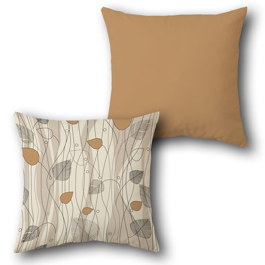 Cream Gold Floral & Mustard Yellow Double-Sided Cushion