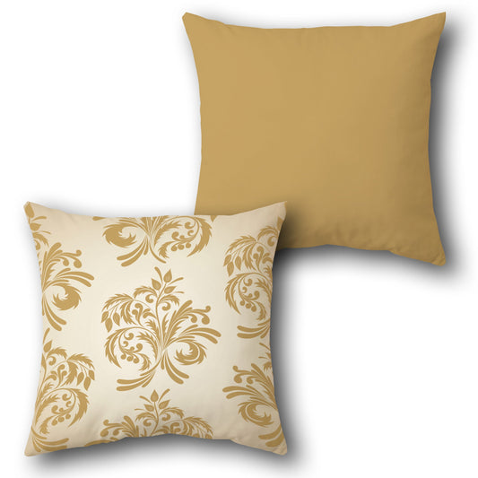 Cream-Gold Floral Elegance Cushion (Front & Back)