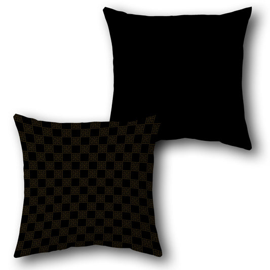 Black Gold Geometric & Solid Black Double-Sided Cushion
