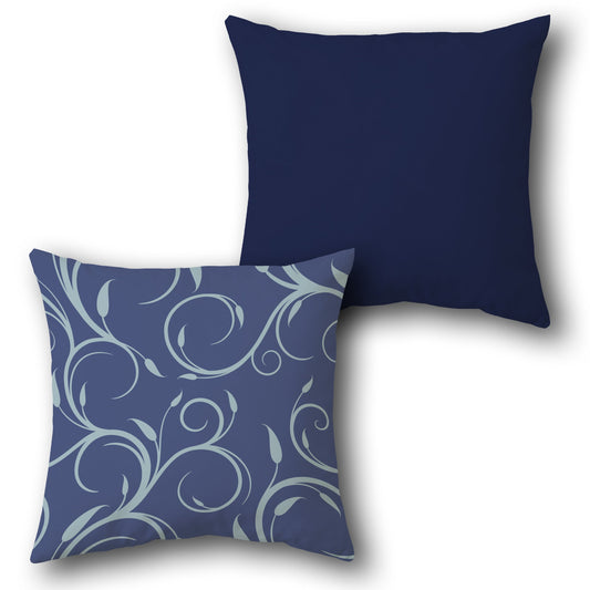 Floral & Solid Double-Sided Cushion (Front & Back)