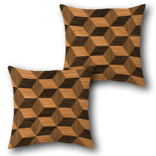 Geometric Woodgrain Cushion (Front & Back)