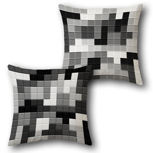 Monochrome Pixel Cushion (Front & Back)