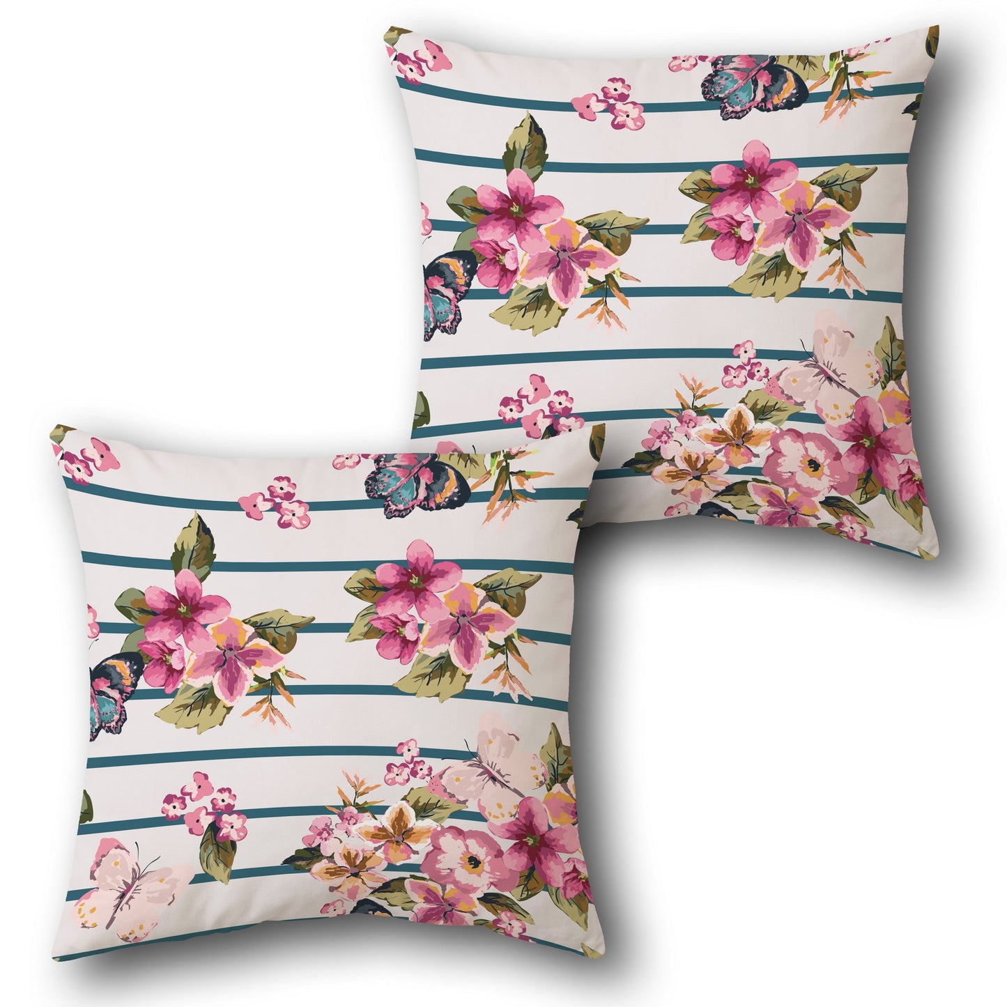 Striped Floral Cushion (Front & Back)